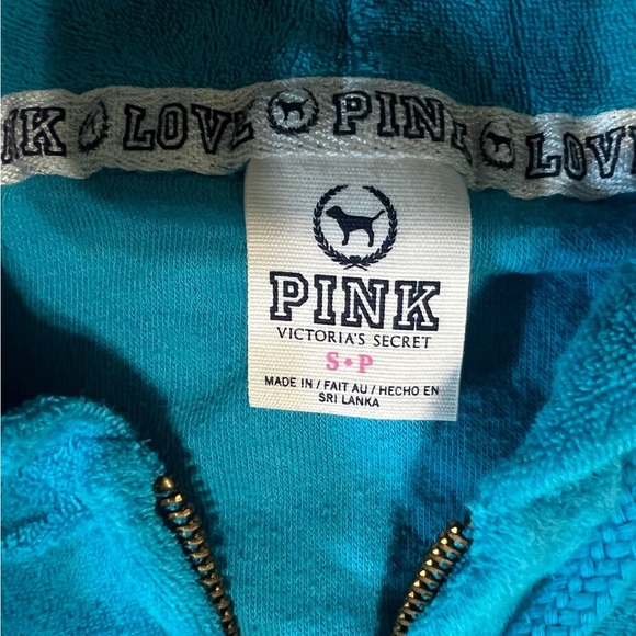 Victoria's Secret Pink Y2K Vintage Turquoise and Gold Zip-Up Jacket Size Small - Picture 4 of 7